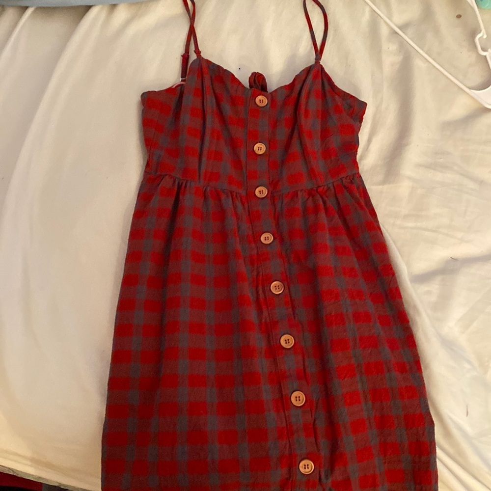 Red plaid dress